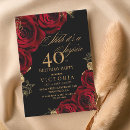 Search for black rose gold 40th birthday invitations Floral