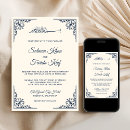 Search for navy blue cream wedding invitations Ivory