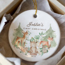 Search for woodland animals baby ornaments Baby's first christmas