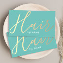Search for turquoise and gold business cards Hair stylist