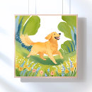 Search for golden retriever posters Watercolor