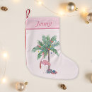 Search for palm tree christmas stockings Flamingo