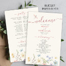 Search for wildflower wedding programs Calligraphy script