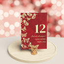 Search for gold and red table cards Quinceanera