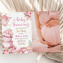 Search for pink gold baby shower invitations A baby is brewing