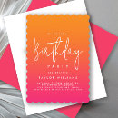 Search for pink orange birthday invitations For her