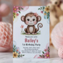 Search for monkey 1st birthday invitations Watercolor pink floral