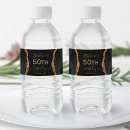 Search for black gold water bottle labels 50th birthday party