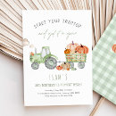 Search for pumpkin farm birthday invitations Green tractor