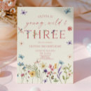 Search for girls 3rd birthday invitations Young wild and three