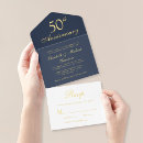 Search for blue gold 50th wedding anniversary invitations Elegant