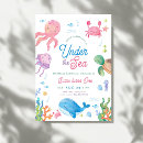 Search for under the sea 1st birthday invitations Ocean