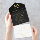 Search for mens black and gold birthday invitations Fifty