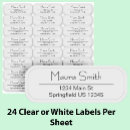 Search for clear return address labels Black and white