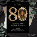 Search for surprise 80th birthday invitations Black and gold