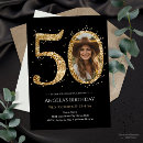 Search for gold 50th birthday invitations Black and gold