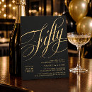 Search for dinner 50th birthday invitations Black and gold
