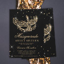 Search for black and gold masquerade party invitations Princess