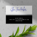 Search for black and white skinny business cards handwritten script