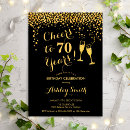 Search for cheers to 70 years invitations Black gold