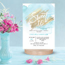 Search for gold sweet 16 invitations watercolor