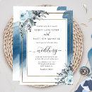Search for navy blue flowers wedding invitations Watercolor floral