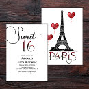 Search for black white sweet 16 invitations Eiffel tower