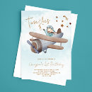 Search for airplane 1st birthday invitations Watercolor