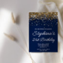 Search for navy blue 21st birthday invitations Gold