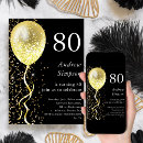 Search for mens 80th birthday invitations Black and gold