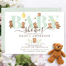 Search for green teddy bear invitations Woodland