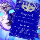 Search for royal blue masquerade party invitations Silver