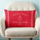 Search for red nautical pillows Welcome aboard