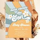 Search for rectangle daisy baby shower invitations Here comes the son