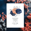 Search for navy and coral wedding invitations Blue