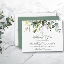 Search for green leaf thank you cards First communion