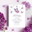Search for purple butterfly birthday invitations Cute
