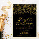 Search for black and gold sweet 16 invitations Stylish