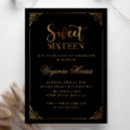 Search for black and gold sweet 16 invitations Luxury