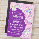 Search for magnetic birthday invitations Unicorn