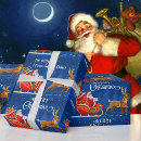 Search for santa claus sleigh wrapping paper Blue
