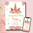 Search for unicorn birthday invitations Girly