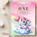 Search for unicorn 1st birthday invitations Pink