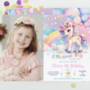 Search for unicorn 2nd birthday invitations Whimsical