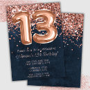 Search for rose gold 13th birthday invitations Modern