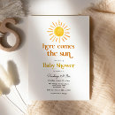 Search for here comes the sun baby boy shower invitations Retro
