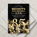 Search for 85th birthday invitations Black and gold