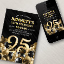 Search for 25th birthday invitations Black and gold