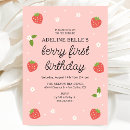 Search for strawberry birthday invitations Pink and red