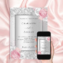 Search for pink and silver wedding invitations Elegant